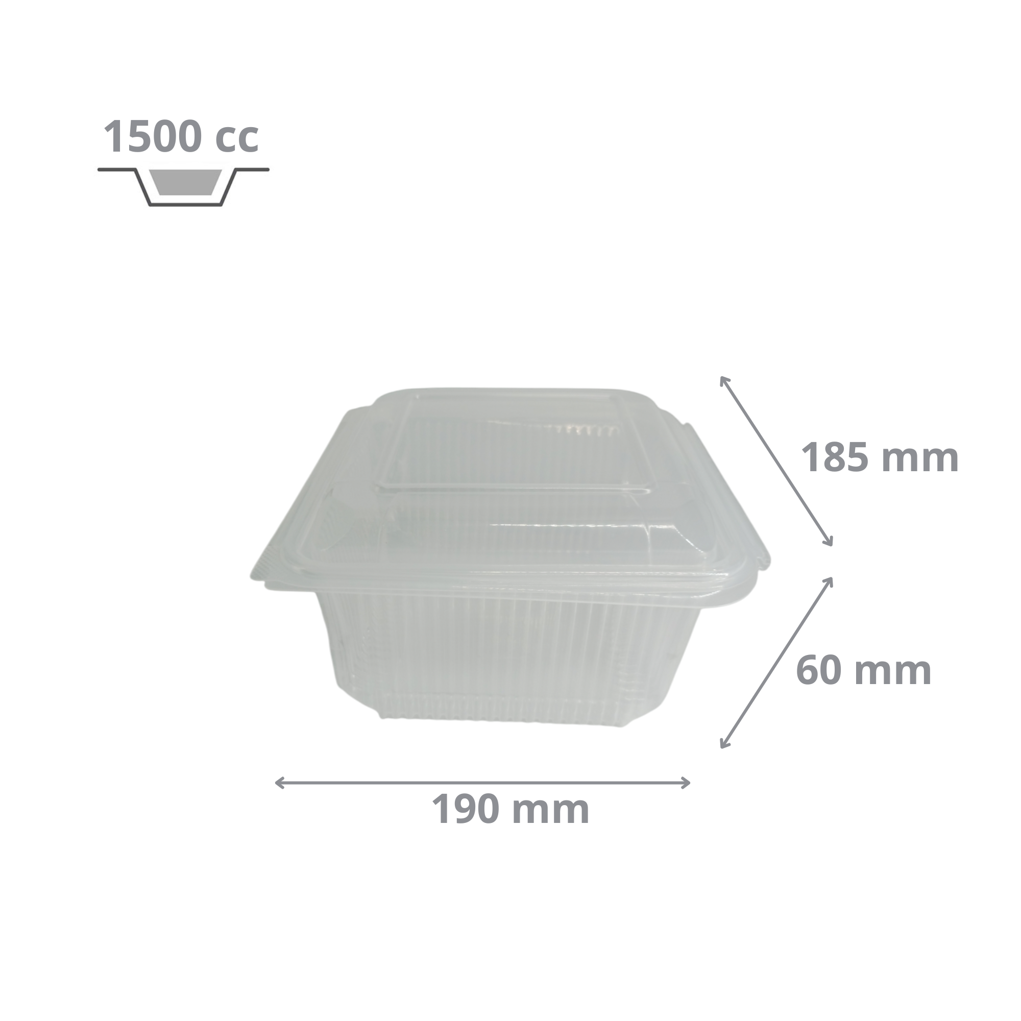 Barquette Micro-ondable 1500 cc avec Couvercle à Charnière en Plastique polypropylène (PP)